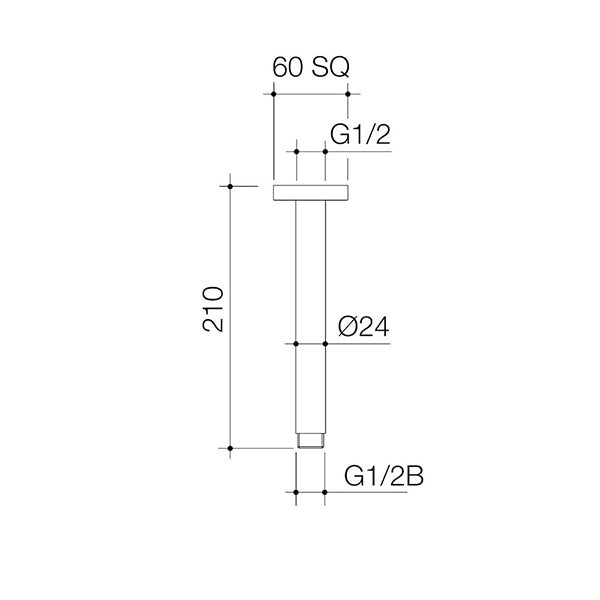 Caroma Luna Straight Arm 210mm Brushed Nickel