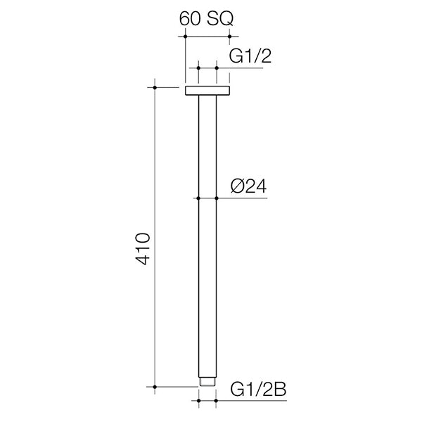 Caroma Luna Straight Arm 410mm Brushed Brass
