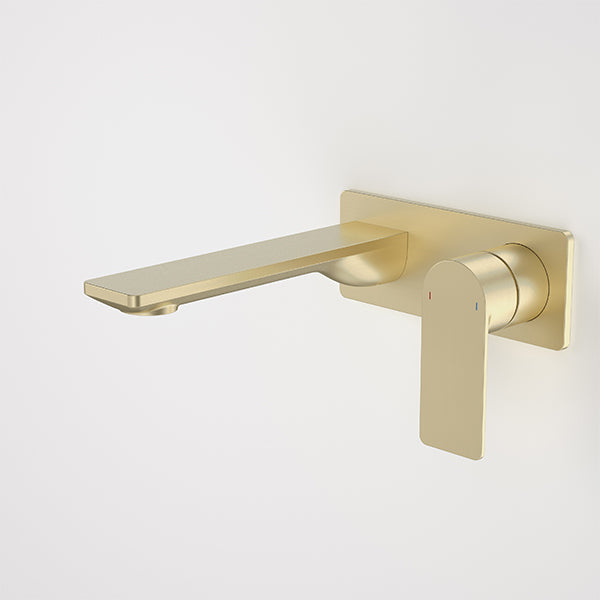 Caroma Urbane II 180mm Lead Free Wall Basin/Bath Mixer Rectangle Brushed Brass