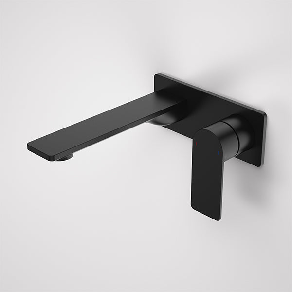Caroma Urbane II 180mm Wall Basin/Bath Mixer Rectangle Matte Black - The Blue Space