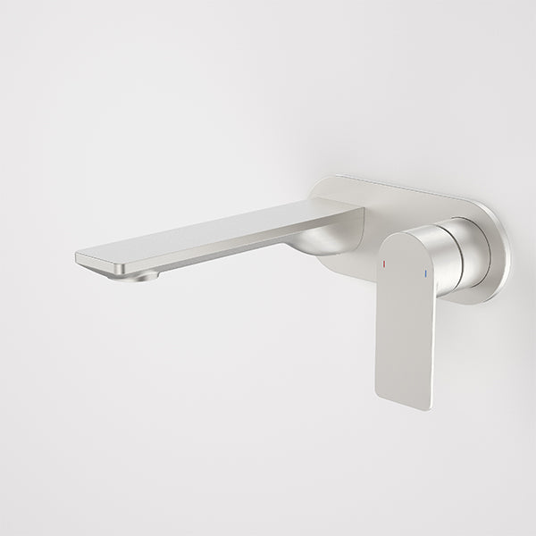 Caroma Urbane II 180mm Lead Free Wall Basin/Bath Mixer Round Brushed Nickel