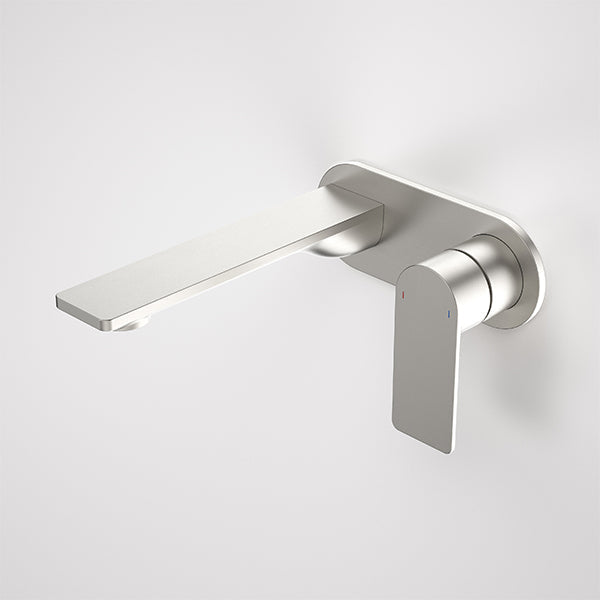 Caroma Urbane II 180mm Lead Free Wall Basin/Bath Mixer Round Brushed Nickel
