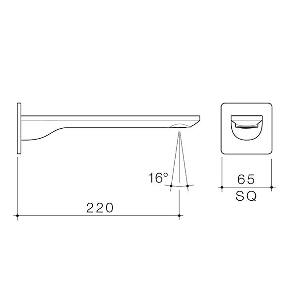 Caroma Urbane II Low Lead Square 220mm Basin/Bath Outlet Gunmetal