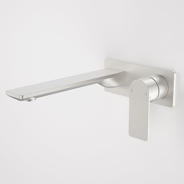 Caroma Urbane II 220mm Lead Free Wall Basin/Bath Mixer Rectangle Brushed Nickel