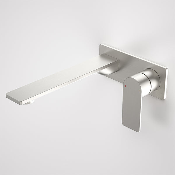 Caroma Urbane II 220mm Lead Free Wall Basin/Bath Mixer Rectangle Brushed Nickel