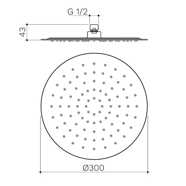 Caroma 300mm Round Rain Shower - Matte Black