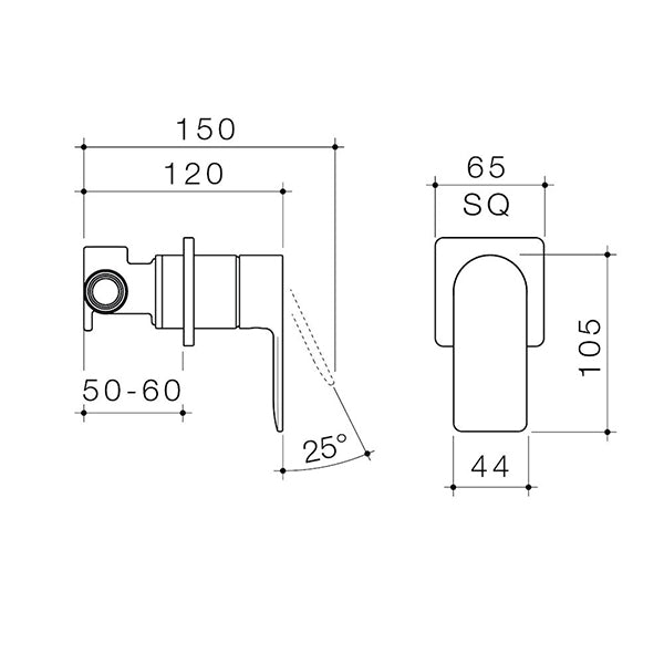 Caroma Urbane II Bath/Shower Mixer Square Chrome