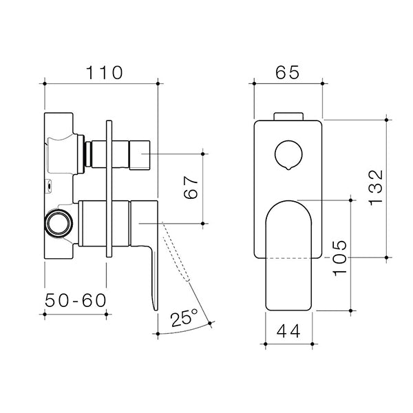 Caroma Urbane II Bath/Shower Mixer with Diverter Rectangle Chrome