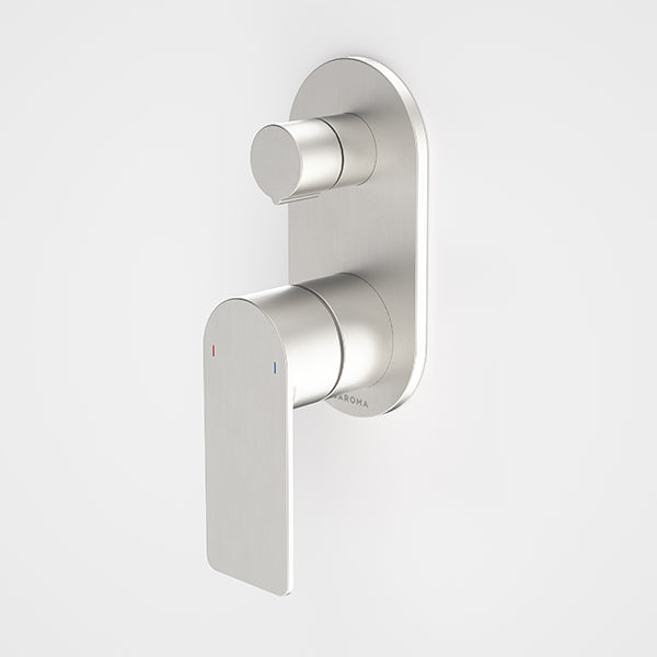 Caroma Urbane II Bath/Shower Mixer with Diverter Round Brushed Nickel - The Blue Space
