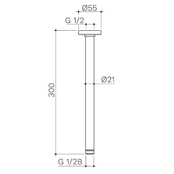 Caroma 300mm Ceiling Shower Arm - Chrome