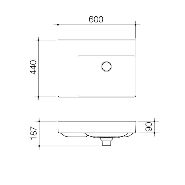 Caroma Urbane II Left Hand Shelf Wall Basin