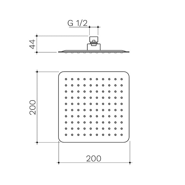 Caroma 200mm Square Rain Shower - Chrome