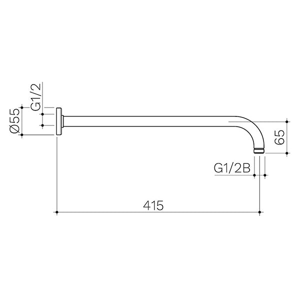 Caroma 415mm Right Angled Shower Arm - Gunmetal