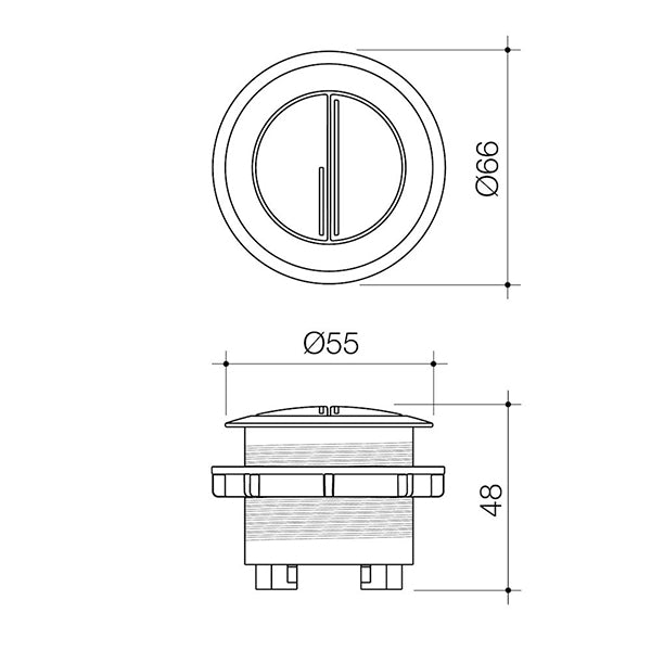 Caroma Cistern Flush Button Round Metal - Matte Black