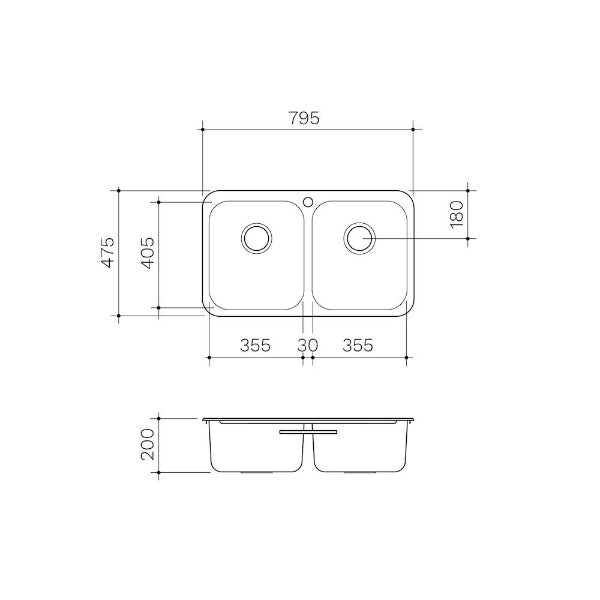 Clark Polar Double Bowl Undermount/Overmount Kitchen Sink