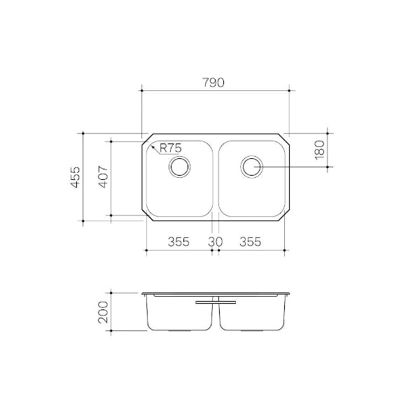 Clark Polar Double Bowl Undermount/Overmount Kitchen Sink