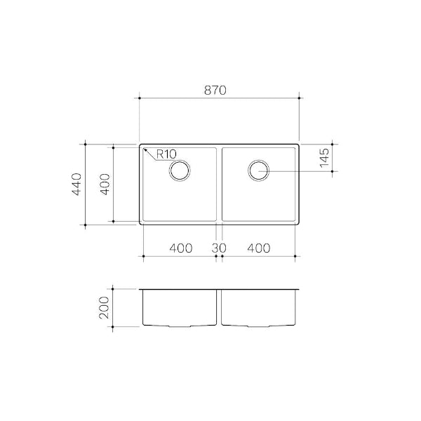 Clark Prism Double Bowl Undermount/Overmount Kitchen Sink