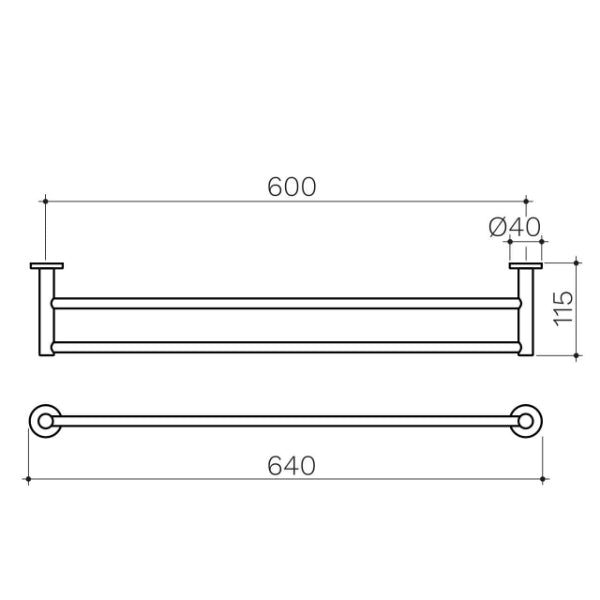 Clark Round Double Towel Rail 600 or 900mm - Brushed Nickel
