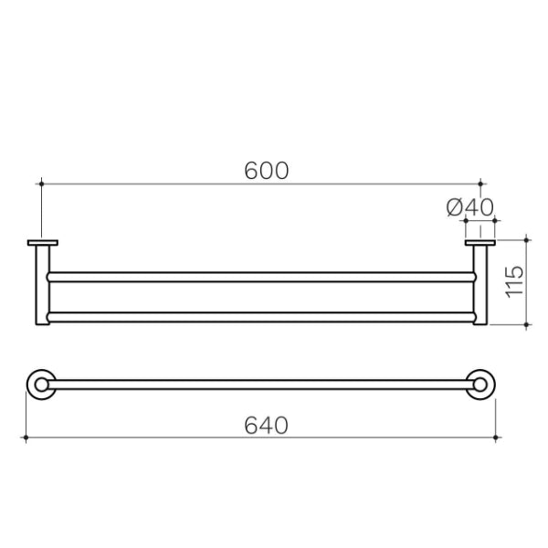 Clark Round Double Towel Rail - Matte Black