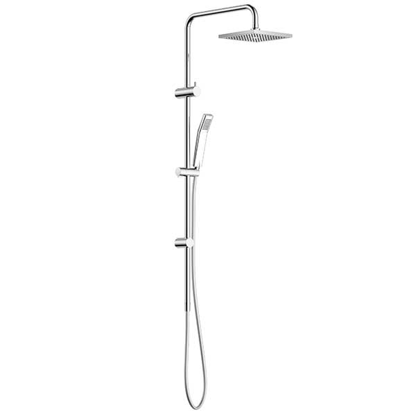 Clark Square II Rail Shower With Overhead - Chrome