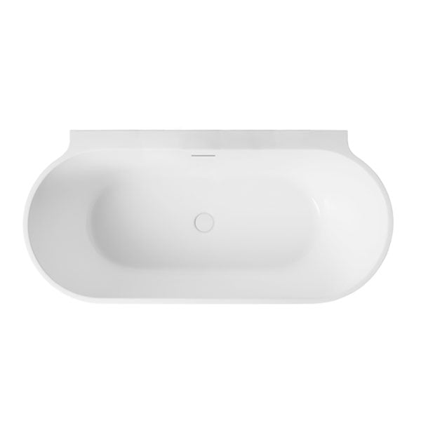 Decina Aurora 1500 Back to Wall Bath with Overflow Matte White