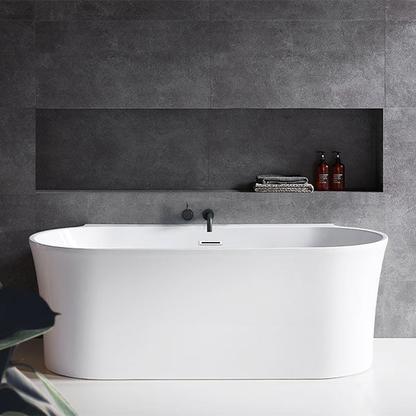 Decina Aurora 1500 Back to Wall Bath with Overflow Matte White
