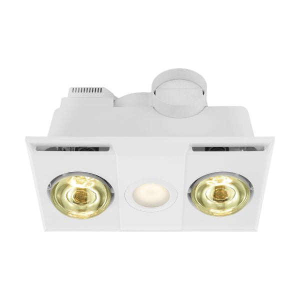 Eglo Heatflow 2 Bathroom Heater 3 in 1 Exhaust Fan Light in White - The Blue Space