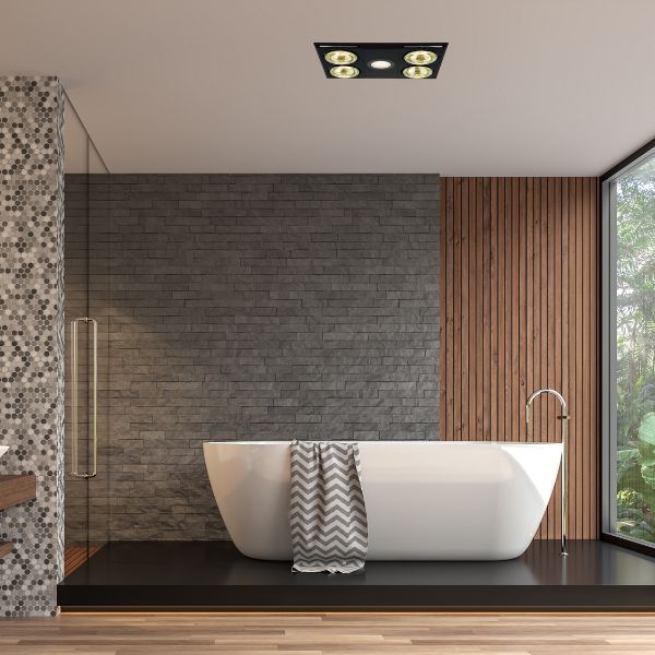 Eglo Heatflow 4 Bathroom Heater Exhaust Fan Light in Black Lifestyle Image - The Blue Space