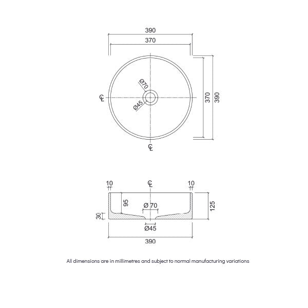 Eight Quarters Terrazzo 390mm Circle Above Counter Basin - Como