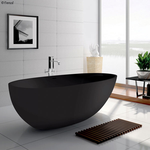 Fienza Bahama Matte Black Stone Freestanding Bath 1700mm