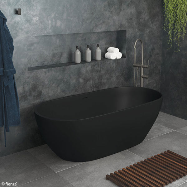 Fienza Luciana Matte Black Stone Freestanding Bath