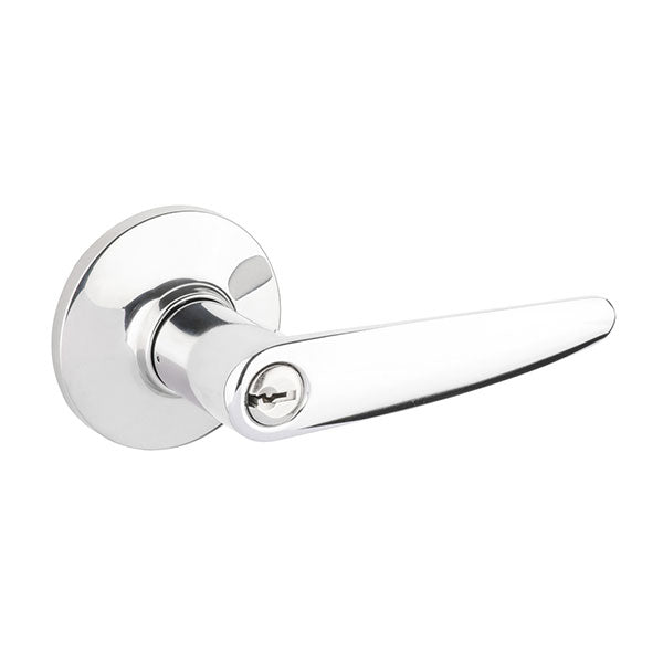 Lane Avalon Entrance Lever Door Handle Set On Round Rosette Polished Chrome