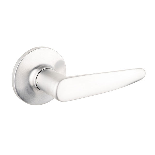Lane Avalon Passage Lever Door Handle Set On Round Rosette Brushed Satin Chrome