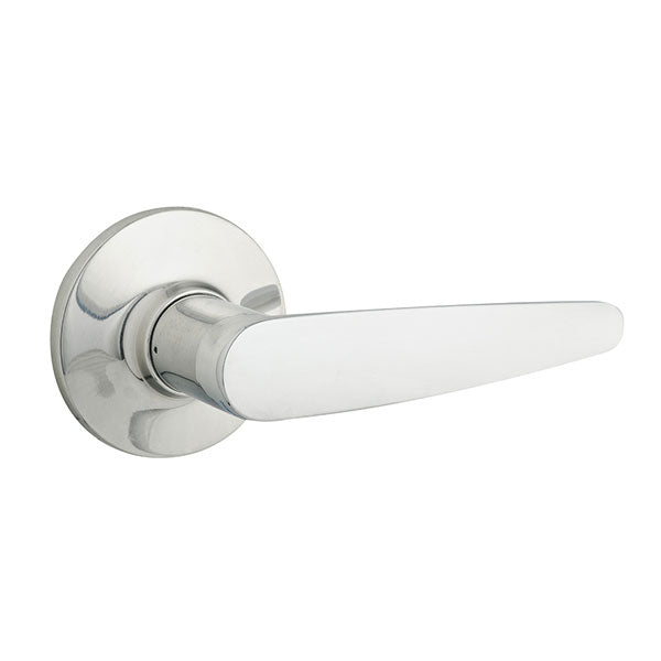 Lane Avalon Passage Lever Door Handle Set On Round Rosette Polished Chrome