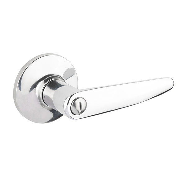 Lane Avalon Privacy Lever Door Handle Set On Round Rosette Polished Chrome