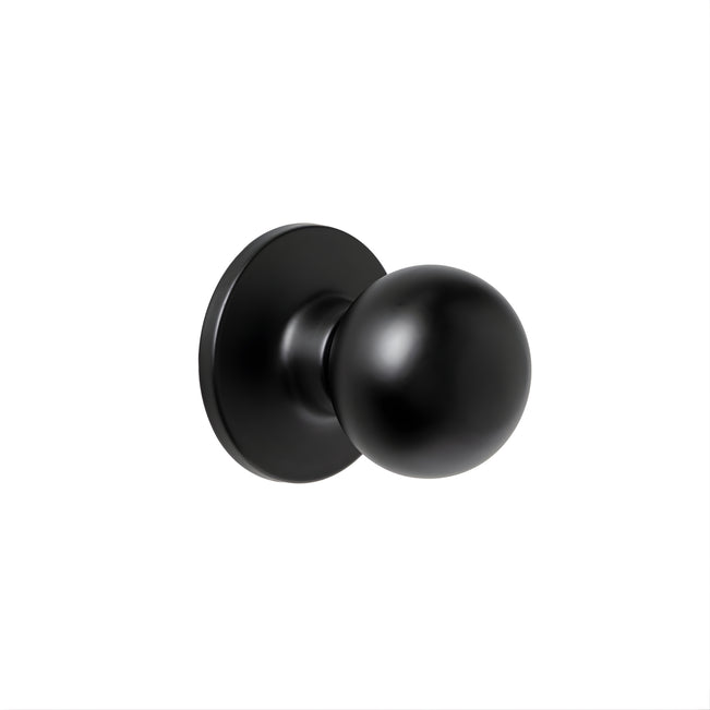 Lane Bala Passage Knob Set On Round Rosette Matte Black - The Blue Space