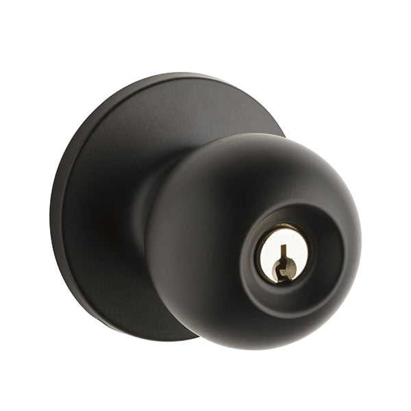 Lane Bala Entrance Knob Door Handle Set On Round Rosette Matte Black