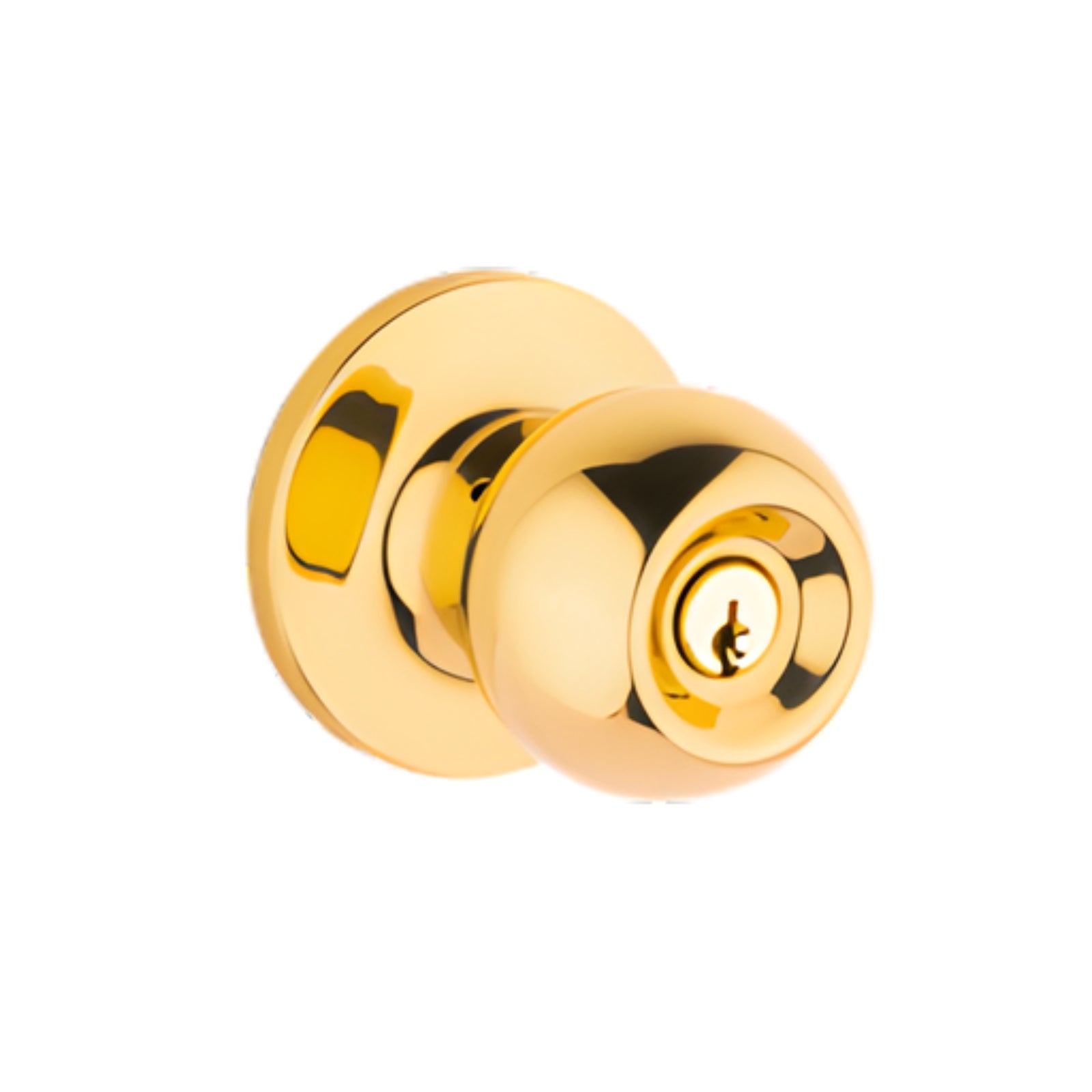 Lane Bala Entrance Knob Set On Round Rosette Polished Brass - The Blue Space