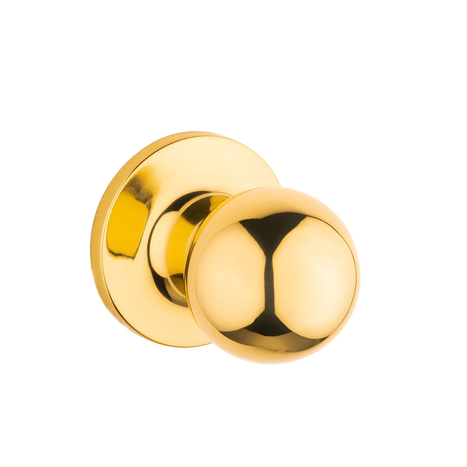 Lane Bala Passage Knob Door Handle Set On Round Rosette Polished Brass