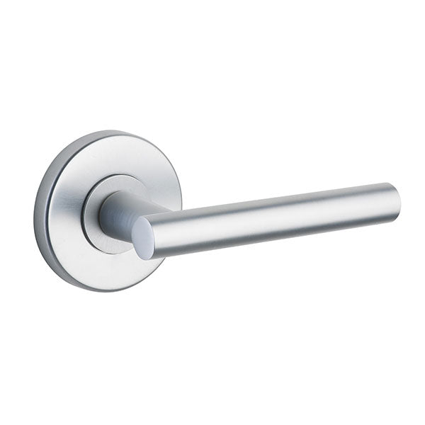 Lane Buckingham Passage Lever Door Handle Set Round Rosette Brushed Satin Chrome