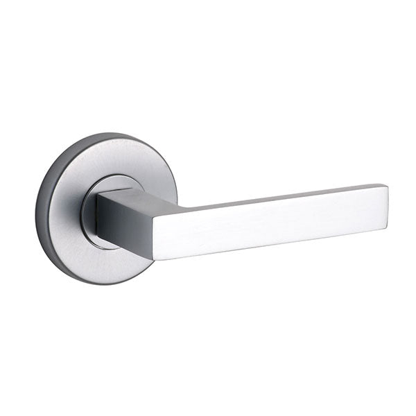 Lane Cambridge Dummy Lever Door Handle Set Round Rosette Brushed Satin Chrome