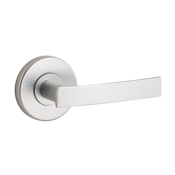 Lane Indigo Dummy Lever Door Handle On Round Rosette Brushed Satin Chrome Box