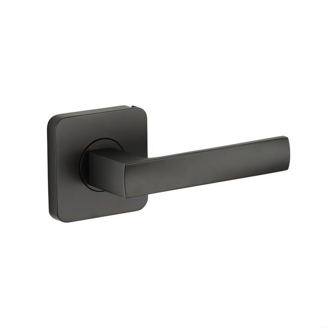 Lane Oxford Passage Lever Set On Square Rosette Matte Black - The Blue Space