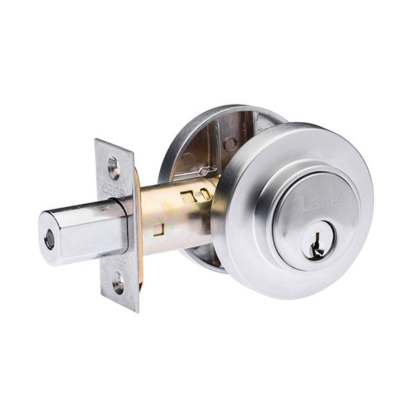 Lane Slimline Single Cylinder Deadbolt Round Brushed Satin Chrome