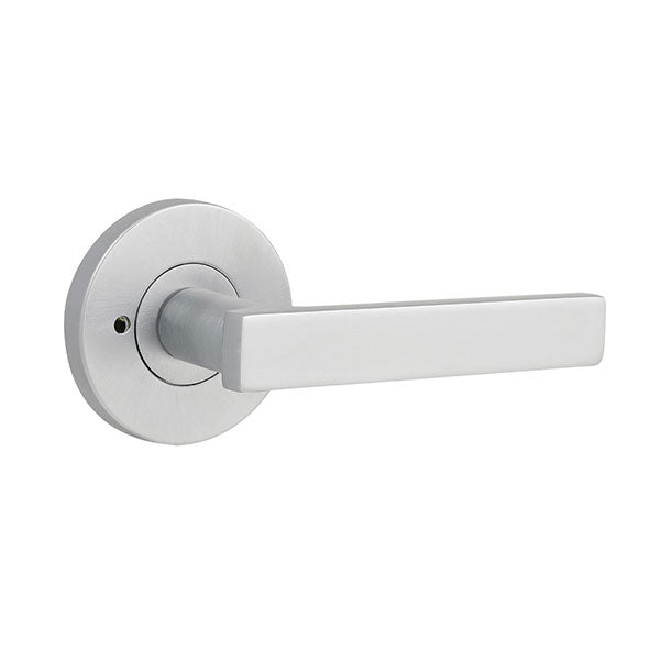 Lane Tovetto Privacy Lever Door Handle Set On Round Rosette Brushed Satin Chrome