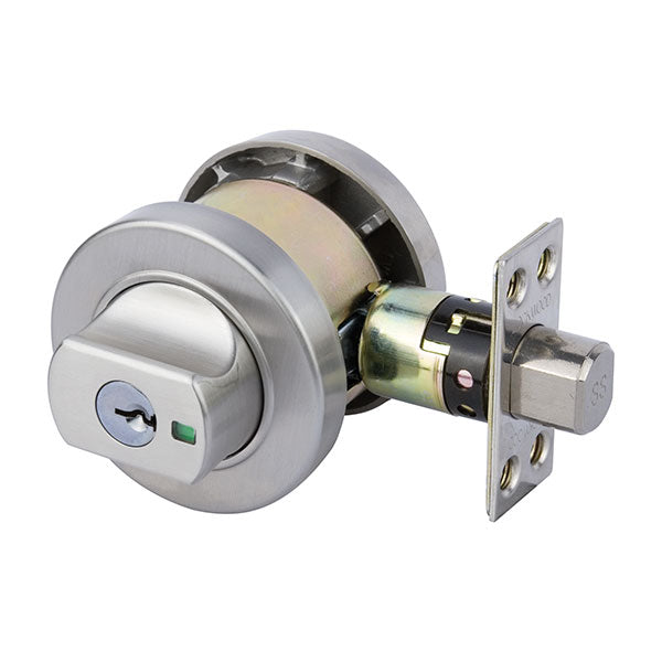 Lockwood 005 Double Cylinder Round Deadbolt Satin Stainless Steel