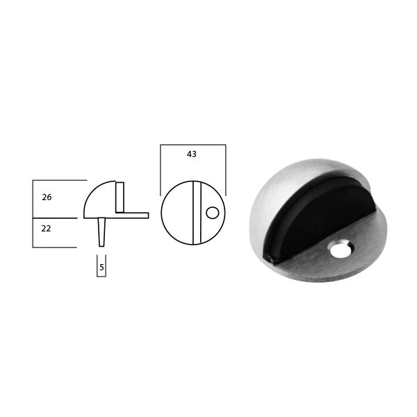 Lockwood A290 Half Moon Door Stop Brushed Satin Chrome