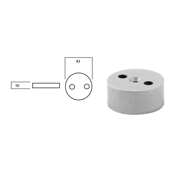 Lockwood A292 Half Moon Door Stop Brushed Satin Chrome Technical Drawing - The Blue Space