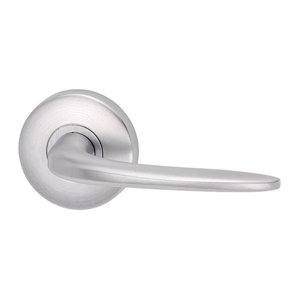 Lockwood Summit L1 Velocity Passage Lever Door Handle Set Large Round Rose Brushed Satin Chrome