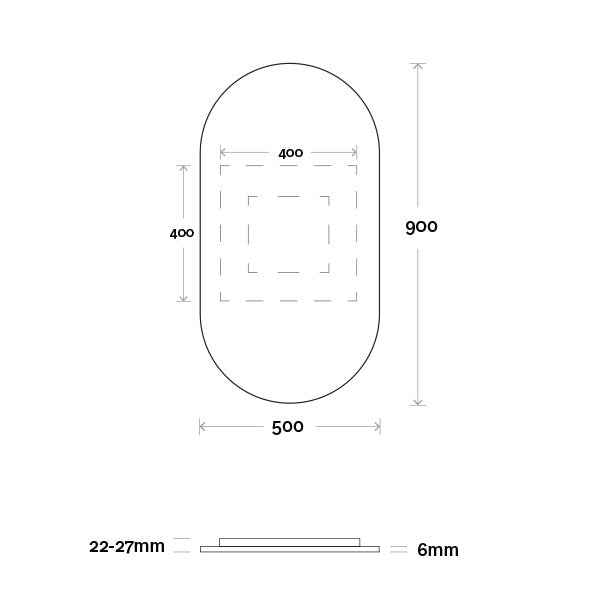 Marquis Capsule Mirror - 550mm x 900mm